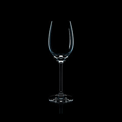 3D render of a glass on a black background. Studio lighting.