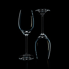 3D render of a glass on a black background. Studio lighting.