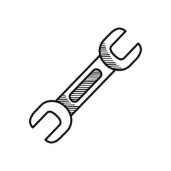 wrench tool icon, line style