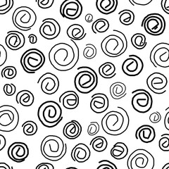 simple seamless pattern with black spirals. hand draw illustration