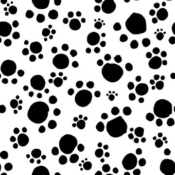 Black animal tracks seamless pattern for design
