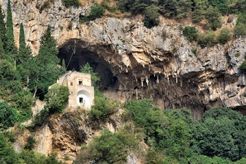 House And Cave Of Masaniello In Atrani, Attraction On Amalfi Coast In Campania, Italy - 343634218