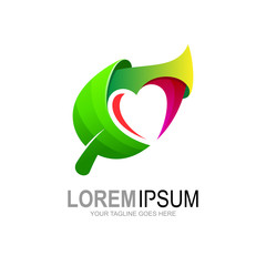 Obraz premium Leaf logo and Heart design combination