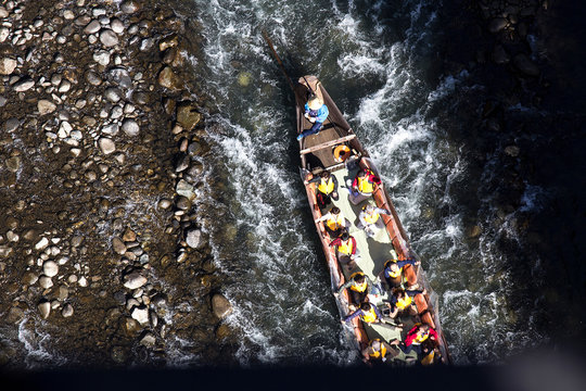 High Angle View Of People In Boat