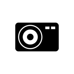 photo camera icon in black flat shape design on white background