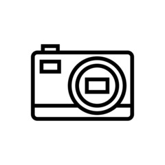 photo camera icon in outline style on white background