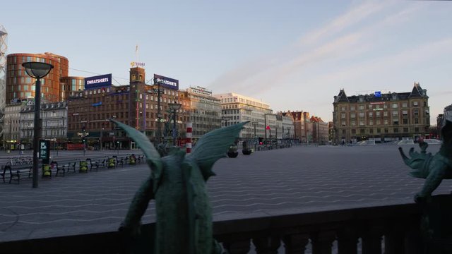Sculptures Around An Empty Radhuspladsen During Lockdown