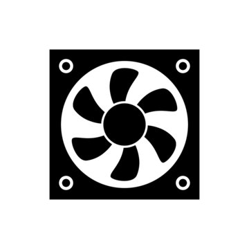 recommend clip art: computer fan icon, pc cooler symbol in black flat shape design on white background