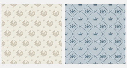 Backgrounds, Wallpaper. Retro Style. Samples Textile, Fabric, Interior Design. Damask Seamless Pattern. Vector Image.