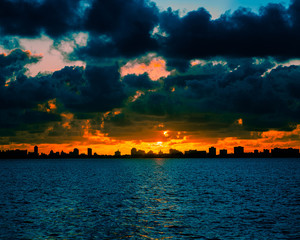 sunset sky sea clouds blue aquatic ocean landscape sunrise nature dusk beach beautiful red florida © Alberto GV PHOTOGRAP