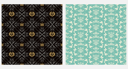 Damask seamless pattern. Samples for textiles, fabrics and interior design.Vector image.