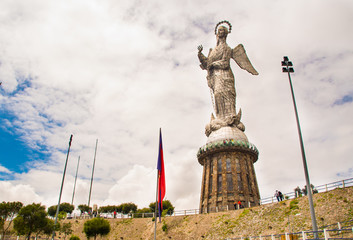 QUITO, ECUADOR- MARCH 23, 2017: Monument to the Virgin Mary is located on top of El Panecillo and...