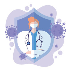 thanks, doctors, nurses, female physician with medical mask