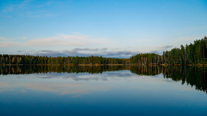 Finnish archipelago. Reflecting surface. Beautiful Nordic nature