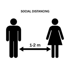 Social distancing icon vector. Social Distancing and Self Quarantine. Quarantine measures sign. Coronavirus.