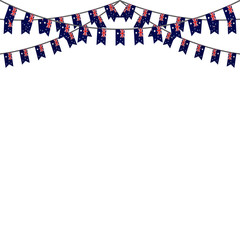 Australia flag garland white background with confetti, Hang bunting for Australian independence Day celebration template banner, Vector illustration