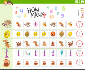 Obraz na płótnie Canvas counting game for kids with funny characters