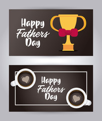happy fathers day card with trophy cup