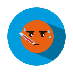 Emoji coronavirus concept, thermometer emeji with fever, block style