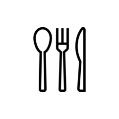 icon of cutlery, restaurant, fork and spoon lineart style isolated on white background