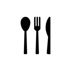 icon of cutlery, restaurant, fork and spoon black flat shape design isolated on white background