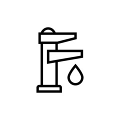 Faucet and Drop water icon lineart style isolated on white background