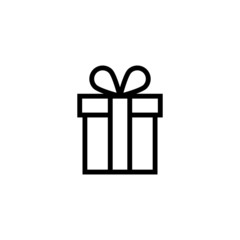 Icon of Gift, Box, Package in outline, lineart style isolated on white background