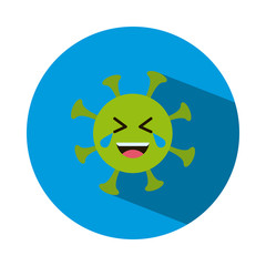 coronavirus emoji crying of laugh, block style