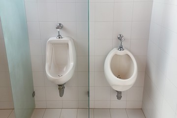Two urinals in a public toilet
