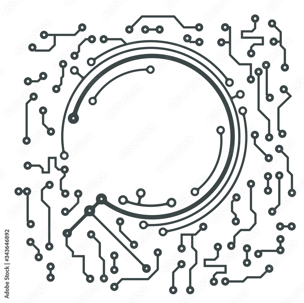 Poster round frame in pcb-layout style for your text or design