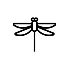 Dragonfly vector icon on white background, dragonfly icon symbol sign in outline, lineart style isolated on white background