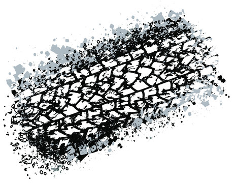 Vector trail design trace of the tyre in grunge style for your design.