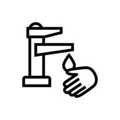 Hand washing vector icon, washing hand in outline, lineart style isolated on white background