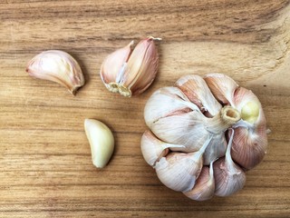 garlic on a wooden background