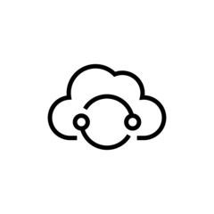 Fototapeta premium icon of Network, Cloud, Internet in outline, lineart style on white background