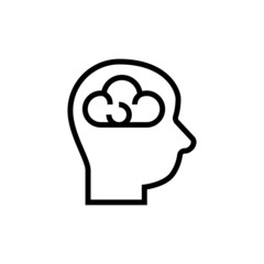 Brain Icon in outline, lineart style on white background