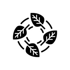 Fototapeta premium icon of recycle, eco in black flat shape design on white background