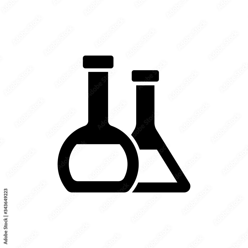 Poster flask icon in black flat shape design on white background