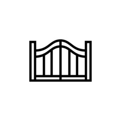 Gate vector icon, gate icon symbol sign in outline, lineart style on white background