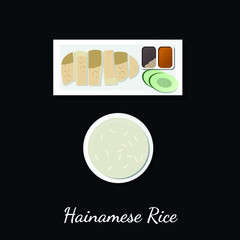 Vector Illustration of Hainanese Chicken Rice, dish of poached chicken and seasoned rice (Foods & Drinks Illustration)