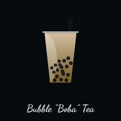 Vector Illustration of Bubble "Boba" Tea, Taiwanese tea-based drinks (Foods & Drinks Illustration)