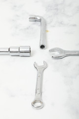 Wrench on white background metal tool for industrie