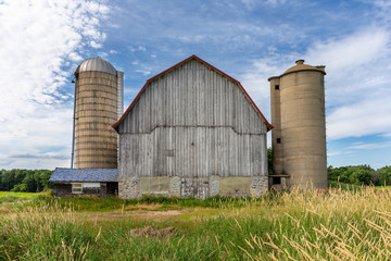 White Barn with Two Silos - 343658683