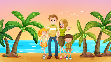 Obraz na płótnie Canvas Happy family at the beach