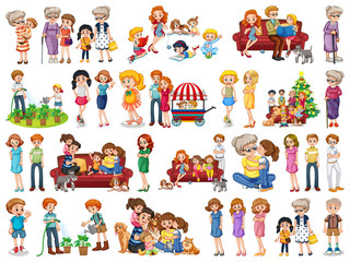 Group of family member characters