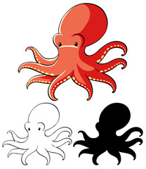 Set of octopus cartoon
