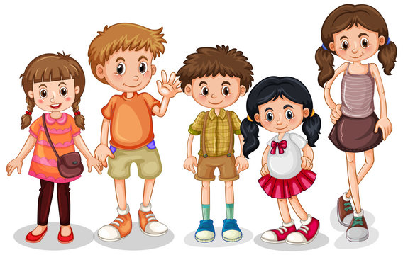 Set of young children character