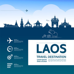 Laos travel destination grand vector illustration. 