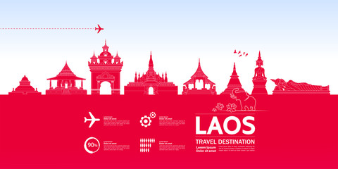 Laos travel destination grand vector illustration. 
