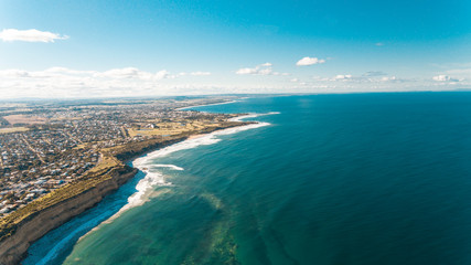 Fototapeta na wymiar Aerial Views of Coastline and waves and beaches along the Great Ocean Road, Australia